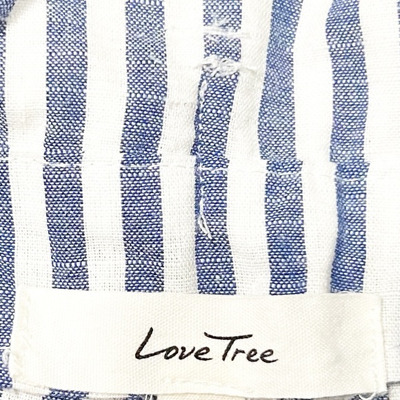 Love Tree Striped Paper Bag Tie Waist Pants Elastic Waist Pull On Styling  💙🤍 - Picture 8 of 11